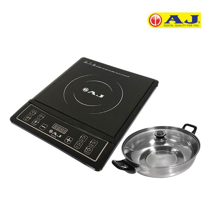 AJ เตาแม่เหล็กไฟฟ้า รุ่น IN-001B (แถมฟรี! หม้อสเตนเลสฝาแก้ว)