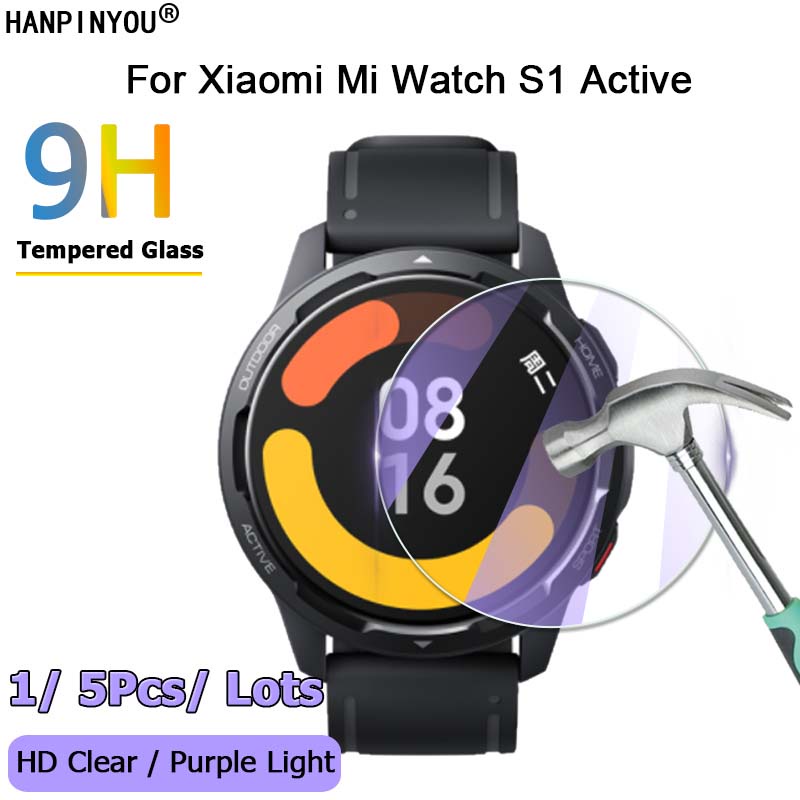 สําหรับ Xiaomi Mi Watch S1 Active SmartWatch Ultra Clear/Anti Purple Light 2.5D ฟิล์มกระจกนิรภัยป้อง