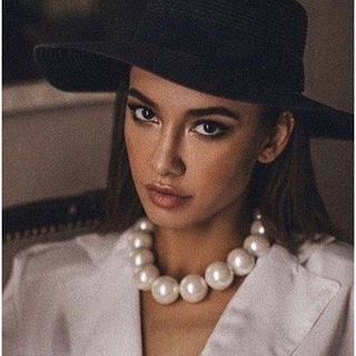 สร้อยคอมุก สร้อยคอลูกปัดมุก เม็ดโต แนวอลังการ สไตล์คลาสสิค ว…