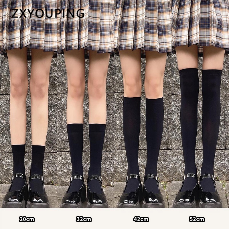 Ins ถุงน่องยาวถึงเข่า 20-52 ซม. สีดํา สีขาว แฟชั่นคลาสสิก สําหรับผู้หญิง