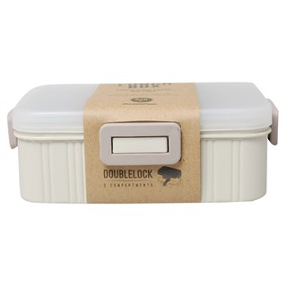 ✨ขายดี✨ ดับเบิ้ลล็อค กล่องข้าวใหญ่ สีเบจ No.1233 DOUBLE LOCK Large Lunch Box Beige No.1233