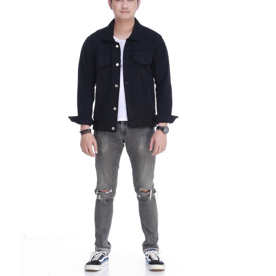 [รหัสสินค้า Sp9ya9565]e Jeans Jacket Men Full Black