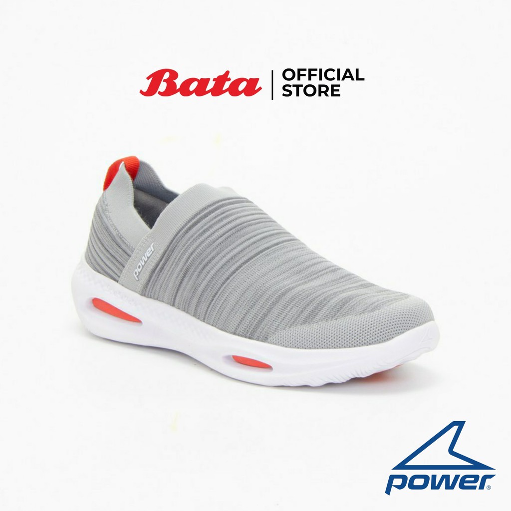Bata Power Men's Sport Walking Shoes รองเท้าผ้าใบสนีคเคอร์สำหรับเดินของผู้ชาย รุ่น DD300 Slip On สีเทา 8182348