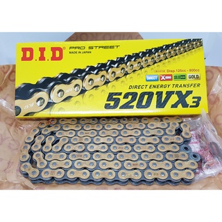 โซ่ 520 ขนาด 112 ข้อ สีทองหมุดดำ (Chain 520x112 DID VXGB Premium X-Ring Gold/Black) รหัส AC4529