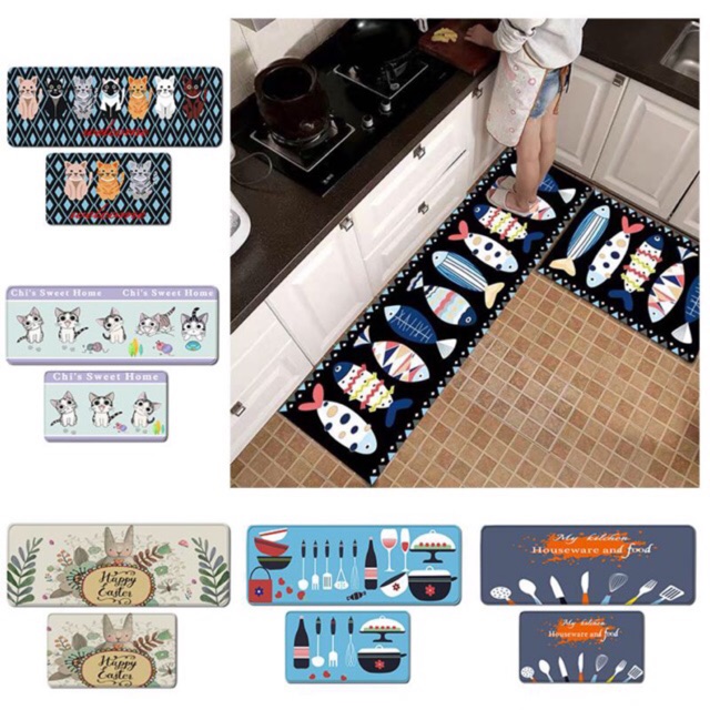 พร้อมส่ง！พรม พรมเช็ดเท้า โฟม 2 ชิ้น/Set 60x40cm+120x40cm พรมหน้าห้องน้ำ ห้องครัว ห้องนอน เมมโมรี่โฟม ดูดซับน้ำได้ดี พรม