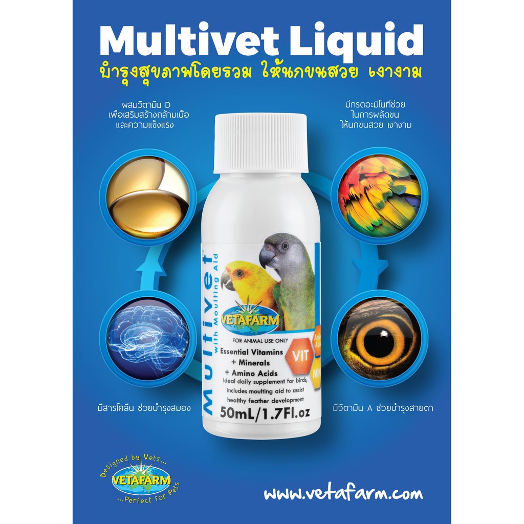 วิตามินรวมสำหรับนกปากขอ Multivet