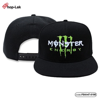 หมวกฮิปฮอป Hiphop ปักลาย M0NST3R EN3RGY สีดํา หวมก snapback ปรับไซส์ได้ รุ่น F5Ah47-0195 พร้อมส่ง!!!!