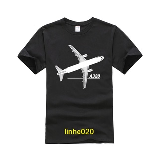 เสื้อวินเทจชาย - ผ้าฝ้าย 100% การ์ตูนคลาสสิก Airbus A320 เครื่องบินแผนดูปกติแขนสั้นผ้าฝ้ายเสื้อยืด