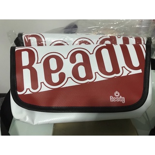 กระเป๋าสะพายคาดอก Ready boost ขาวแดง มีซิปด้านใน ผ้ากันน้ำ สวยมาก