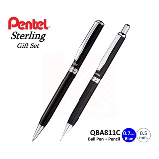 ชุดปากกาลูกลื่น+ดินสอ Pentel QBA811A ด้ามสีดำ