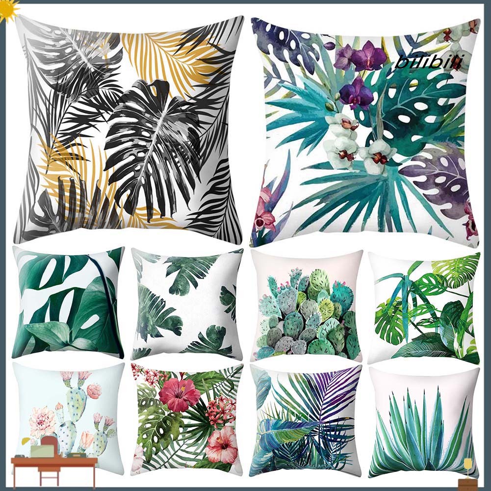 BI Tropical Plant Leaf Cactus Throw Pillow Case Cushion Cover Sofa Bed Car Decor bilibili.th
