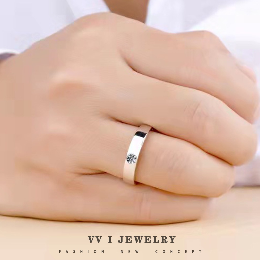 Vvi Moissanite Ring แหวนเงินแท้ 925 แหวนเพชร เงินแท้ ชาย เพชรโมอีส  คู่รัก ของขวัญแฟน วันครบรอบ vvs/D 0.3ct - รูปที่ 3