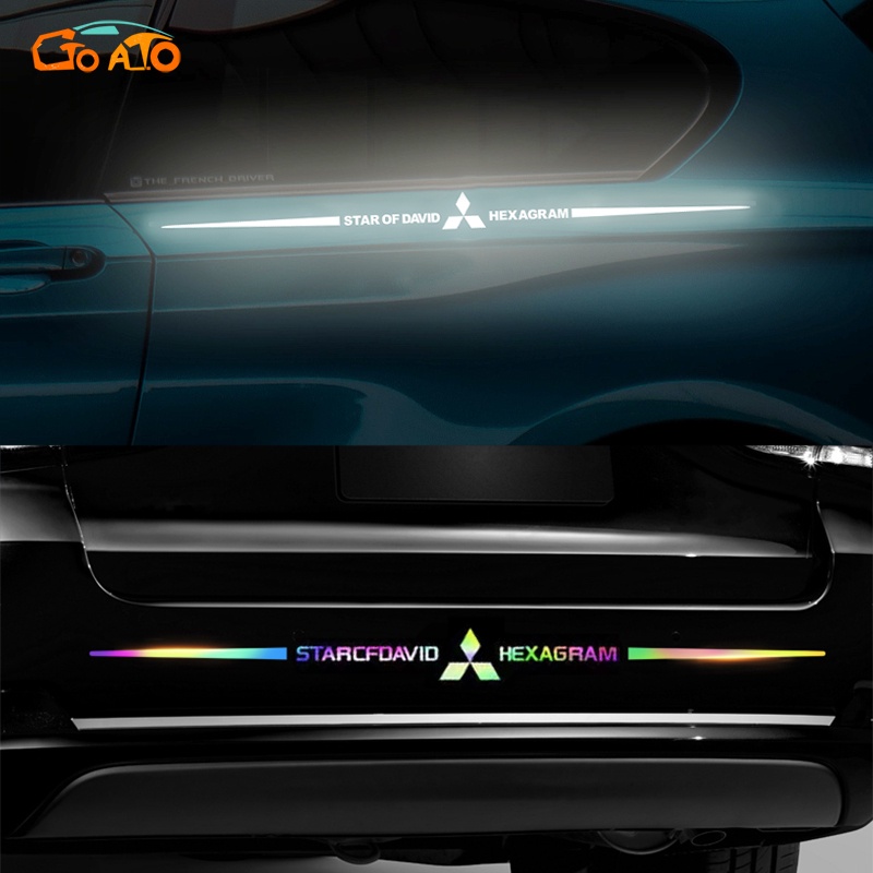 GTIOATO สติกเกอร์เลเซอร์สะท้อนแสง สีสันสดใส กันน้ํา สติ๊กเกอร์สะท้อนแสง สติกเกอร์ติดรถ อุปกรณ์ตกแต่งรถ สำหรับ Mitsubishi มิราจ Xpander แอททราจ Triton Mirage Pajero Attrage Strada L300 Outlander ปาเจโร มิตซูบิชิไทรทัน
