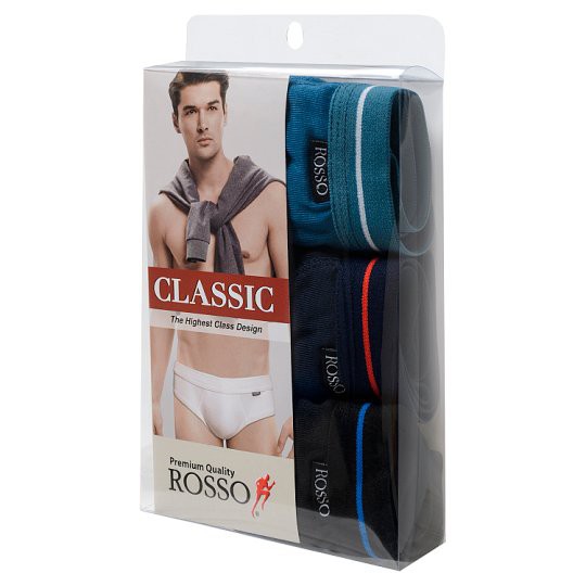 รอซโซ่ คลาสสิค กางเกงในชายเอวโชว์ยาง สีเข้ม ขนาด XL (2226D) 3 ตัว ชุดชั้นในชาย Rosso Classic Elastic Show Men Underwear
