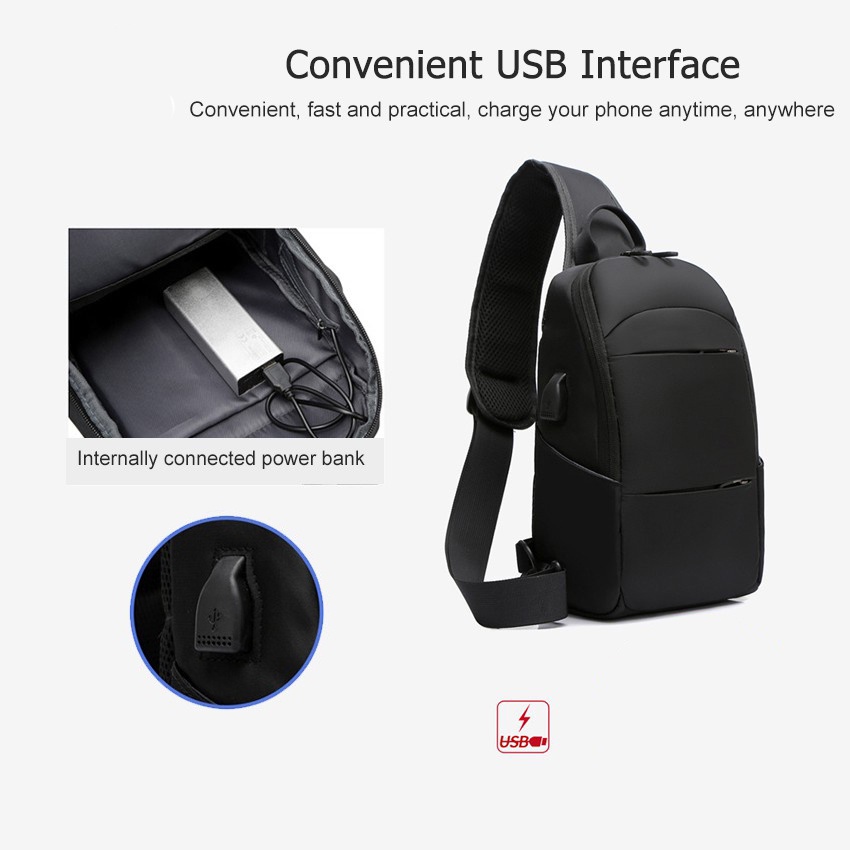 Laber Lee กระเป๋าคาดอกแฟชั่น มีพอร์ตชาร์จ Usb สําหรับผู้ชาย