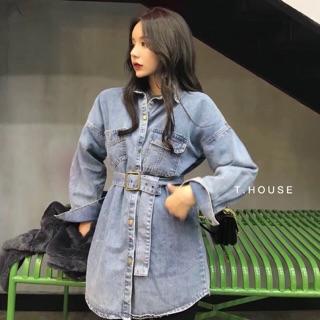 Denim belt shirt