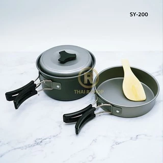 ชุดหม้อสนามแค้มปิ้ง อุปกรณ์แคมป์ปิ้ง ชุดหม้อสนาม 8ใน1 หม้อกะทะ 8-In-1 Mini Outdoor Cooking Picnic ชุดหม้อพกพา SY-200