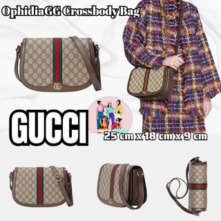 💝💯Gucci  GG  OphidiaGG Crossbody Bag/Crossbody Bag/Shoulder Bag/Saddle Bag/คลาสสิก/น่ารักมาก