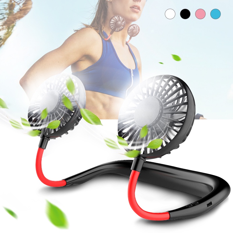 Mini USB Portable Fan Hands-free Neck Fan Rechargeable Battery Small ...