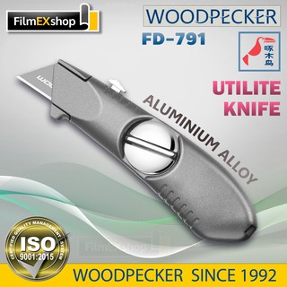 คัตเตอร์อเนกประสงค์ มีดคัตเตอร์ คัตเตอร์  WOODPECKER FD-791 ALUMINIUM ALLOY UTILITE KNIFE