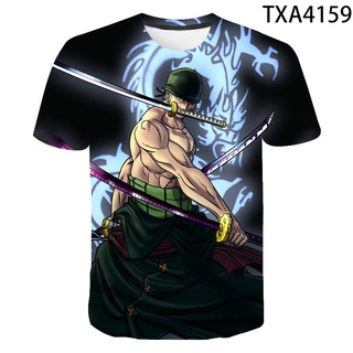 เสื้อยืดแขนสั้นลําลอง พิมพ์ลายการ์ตูนอนิเมะ One Piece แฟชั่นฤดูร้อน สไตล์สตรีท สําหรับเด็กผู้ชาย และเด็กผู้หญิง