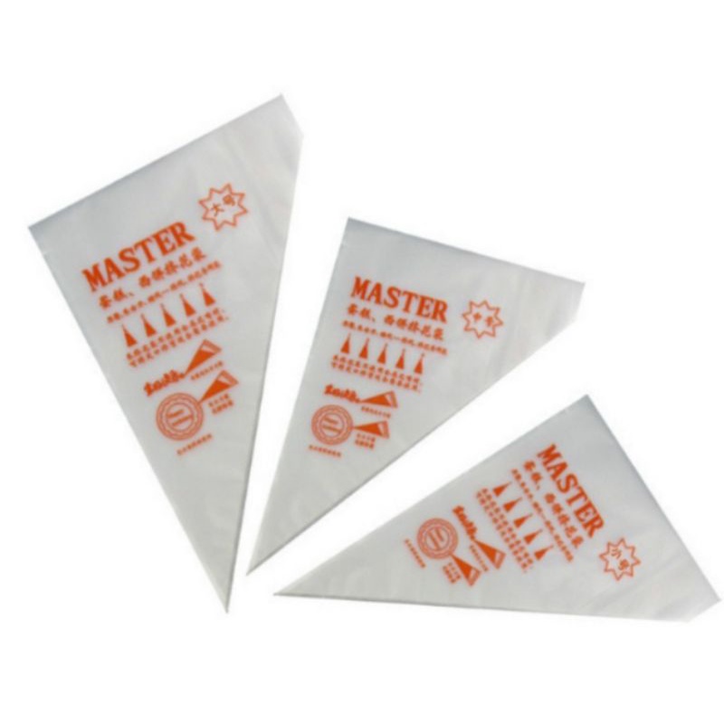 ถุงบีบครีมถุงบีบครีมแต่งหน้าเค้กเนื้อหนาแพ็ค100ใบแบรนด์MASTER