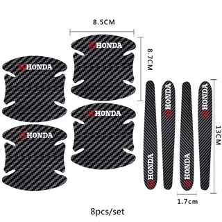 สติกเกอร์มือจับประตูรถ 8Pcs Carbon fiber Handle Protection Film For Honda City 2020 Jazz C70 Rs150 Civic Fc CRV Accord HRV Accesories