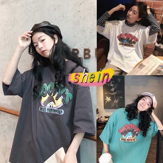 Shein 🔥พร้อมส่ง 🔥เสื้อยืดผู้หญิงแฟชั่น การ์ตูนเสื้อผ้าเกาหลีน่ารัก เสื้อโอเวอร์ไซส์วัยรุ่น Oversize XXL 2342