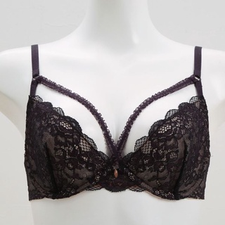 Annebra บราไร้ฟอง ผ้าลูกไม้ซีทรู มีโครง Sheer Lace Bra รุ่น AB1-510 สีชมพูเข้ม , สีม่วงเข้ม