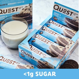 🇺🇸 Quest Nutrition ,Protein Bar, Cookies &amp; Cream,Double Chocolate Chunk,12 Bars, 2.12 oz (60 g) Each นำเข้าจากอเมริกา🇺🇸