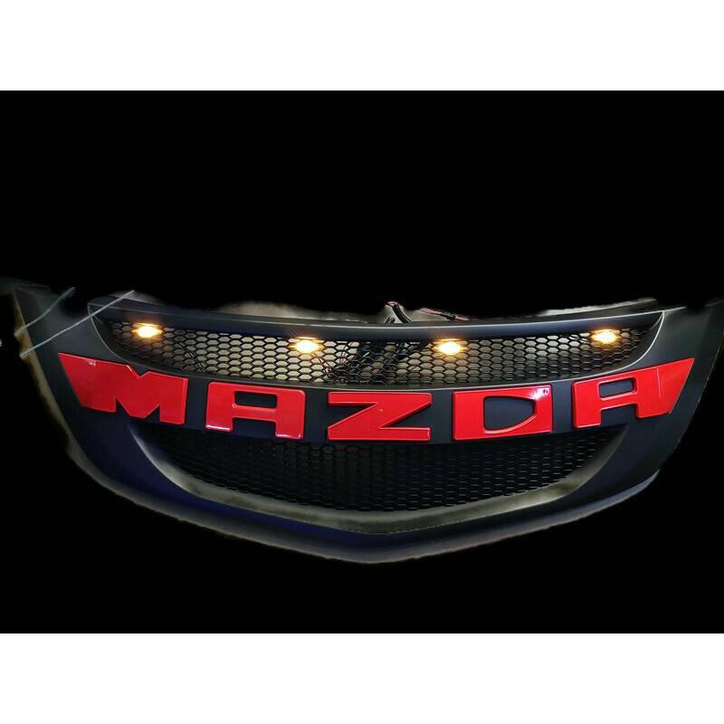 กระจังหน้าแต่ง  BT50  Pro 2012 -  2020 ดำด้าน LOGO MAZDA แดง รุ่นมีไฟ สวยๆ **ครบเครื่องเรืองประดับ**
