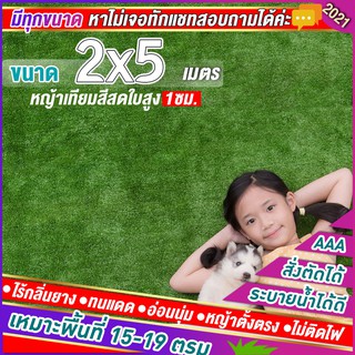 🌳หญ้าเทียมใบ 1 ซม กัน UV คุณภาพดี ขนาด 2x5 เมตร เกรดเอสำหรับตกแต่งสวน ตกแต่งบ้าน ร้านค้า หญ้าปูพื้น หญ้าเทียมถูกๆ