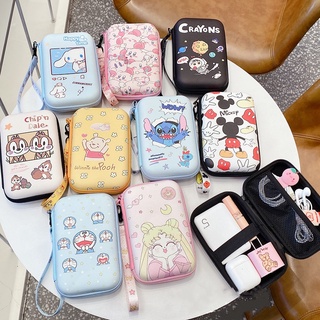 น่ารัก Winnie the Pooh Stitch Power Bank กระเป๋าเก็บเหรียญการ์ตูนกระเป๋าสตางค์กระเป๋าสตางค์ PU หนังน่ารักหูฟัง Organizer กระเป๋าสายพร้อมสายคล้องมือ