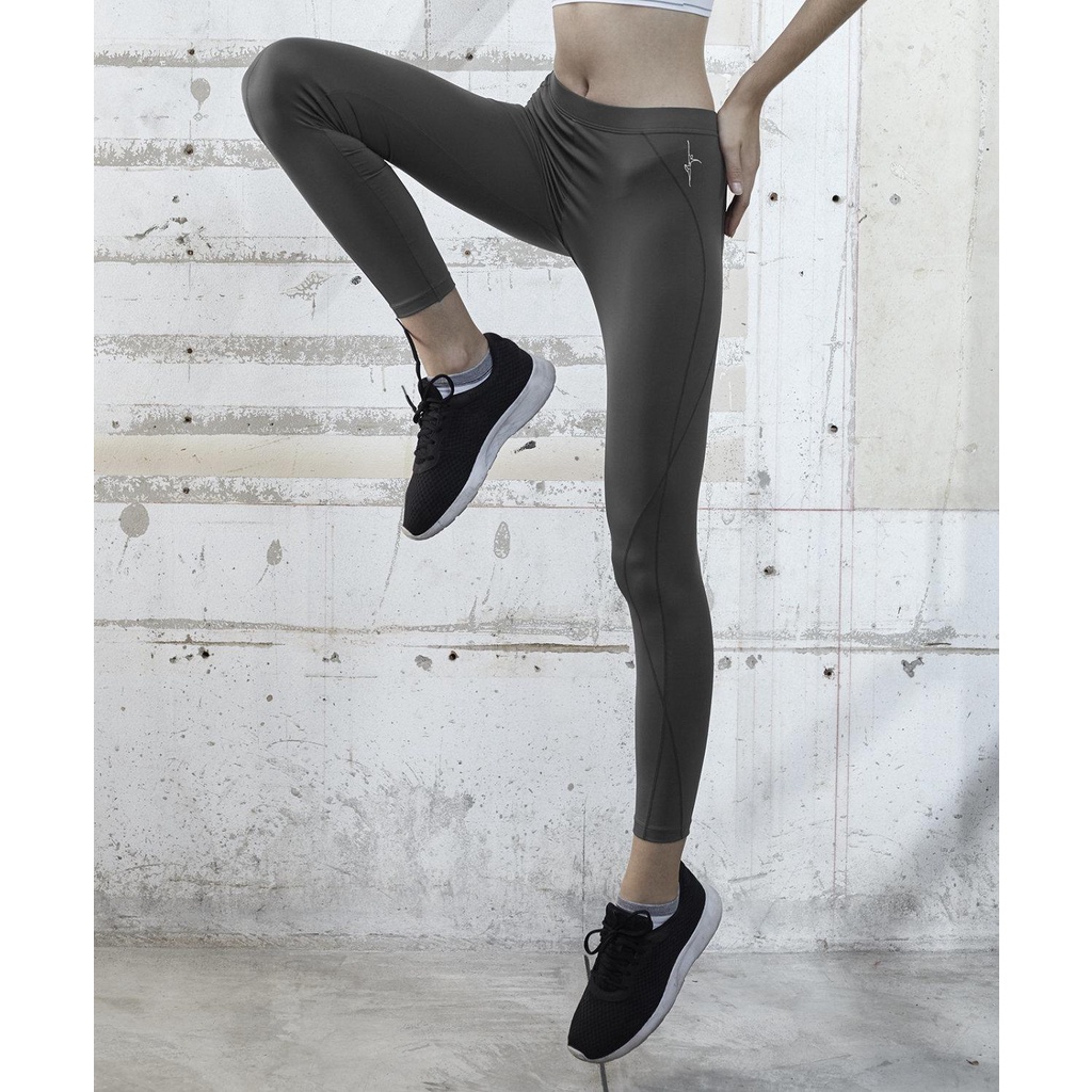 Cherilon Dansmate เชอรี่ล่อน กางเกงกีฬาผู้หญิง กางเกงออกกำลังกาย ขายาว สีเทาดำ กันรังสี UV กระชับ ใส่สบาย MPN-PAA009-GY