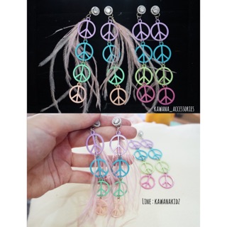 Rainbow Peace Long Earings