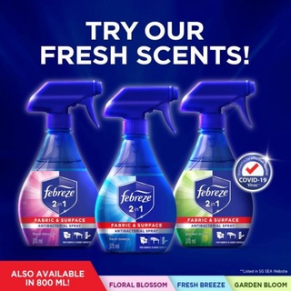 Febreze 2-in-1 โฉมใหม่ฆ่าไวรัส(Covid)และแบคทีเรีย Antibacterial Disinfectant Spray Fresh Breeze (370 ml)