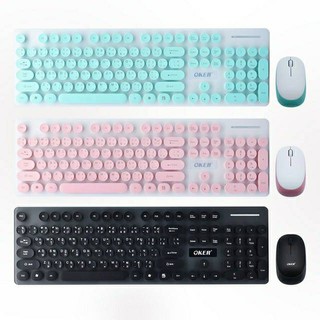 Oker คีบอร์ดไร้สาย เมาส์ไร้สาย Wireless Keyboard Mouse Combo Set K520 รับประกันศูนย์ไทย