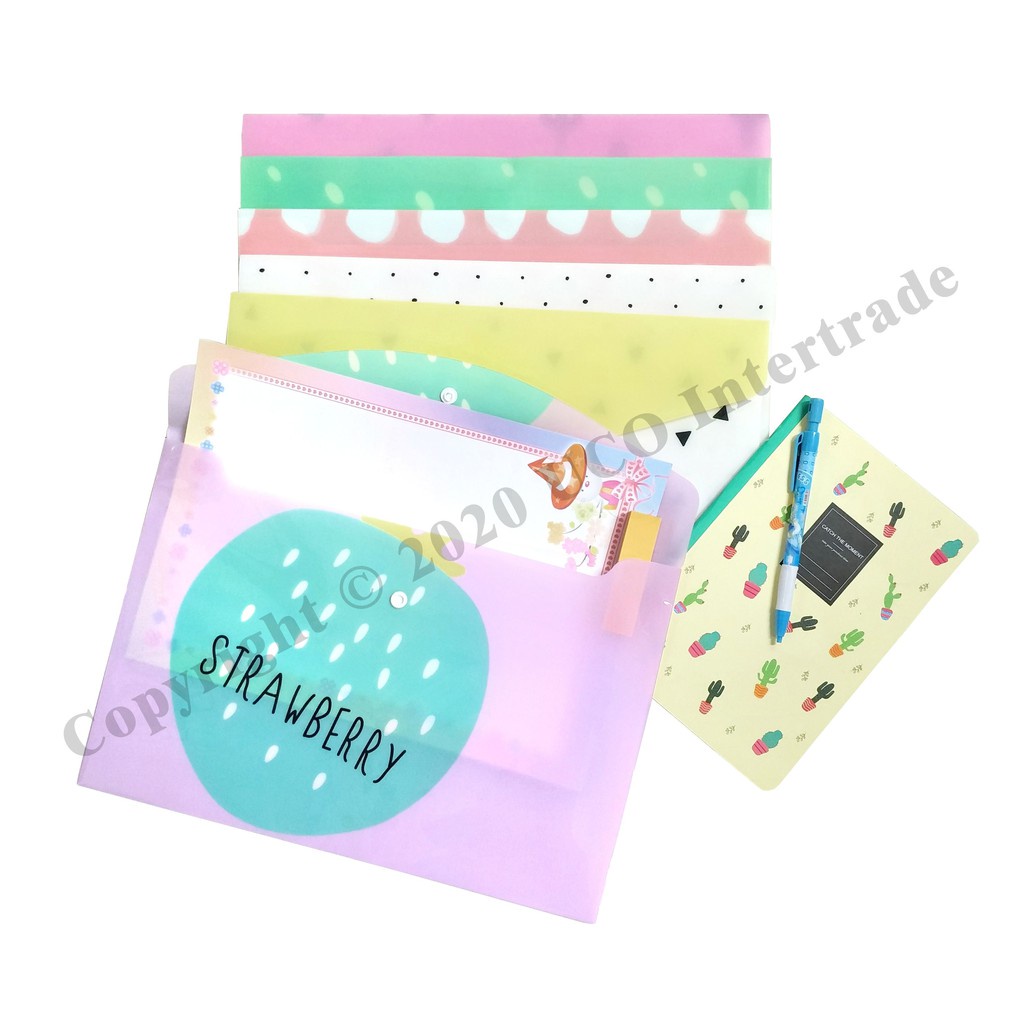 *มาใหม่ เพิ่มลาย* แฟ้มเอกสาร แฟ้มกระดุม A4 พิมพ์ลายแฟนซี การ์ตูน น่ารัก นำเข้าเก