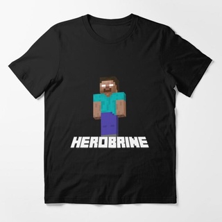 เสื้อยืดอินเทรนด์ผู้ชายอินเทรนด์ผู้หญิงเสื้อยืด พิมพ์ลาย HEROBRINE แบบกําหนดเองS-3XL