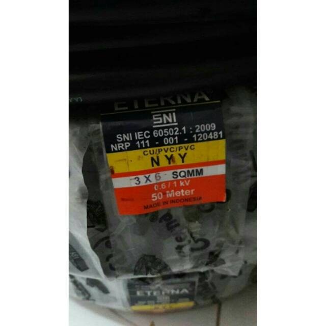 NYY สายไฟสีดํา 3 x 6 3x6 Eterna (เมตร) สาย NYY 3 x 6 มม. 3x6 มม. Eterna (เมตร)