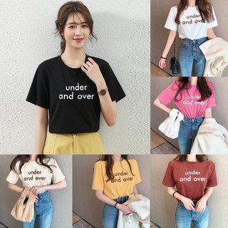 Korean🧧 เสื้อยืดแขนสั้นลาย under and over 6 สี