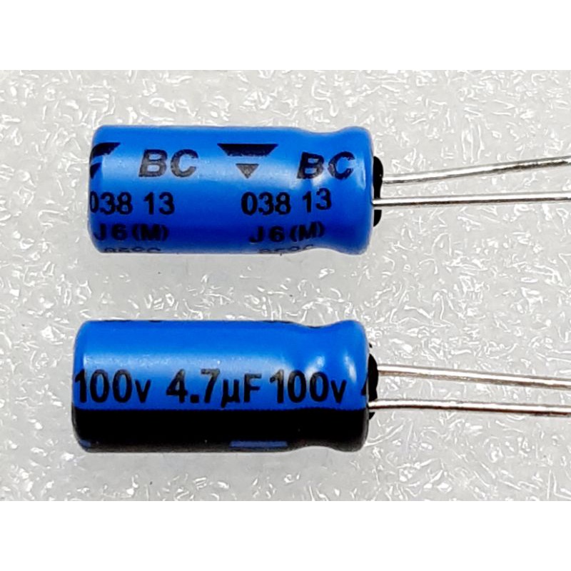 Vishay BC 038 4.7uf 100v (ราคา 10 ตัว) capacitor ตัวเก็บประจุ คาปาซิเตอร์