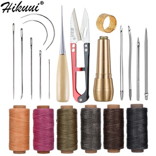 ชุดเครื่องมือเย็บหนัง เข็ม กรรไกร ด้ายเคลือบ ขนาดใหญ่ DIY 23 ชิ้น