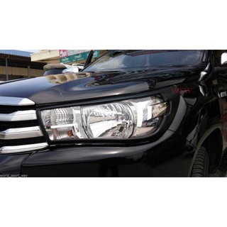 ครอบไฟหน้า รถกระบะ โตโยต้า รีโว่ ปี 2015-2018 สีดำด้าน TOYOTA HILUX SR5 REVO ติดรุ่นที่ไม่มีไฟ Day Light ครอบไฟ