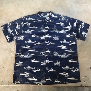 เสื้อฮาวาย vtg.Hawaiian Shirt BLUEWATER WEAR MADE IN USA Sz.2X 100% COTTON