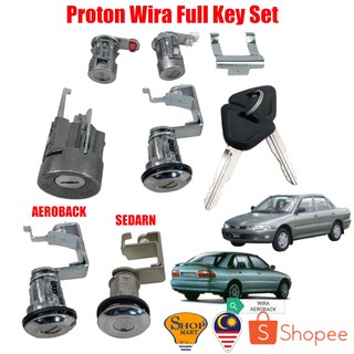 Proton Wira Sedan Aeroback A/B ชุดกุญแจสตาร์ทเตอร์ สวิตช์จุดระเบิด Kunci Start Kereta Lock Pintu Full Bonnet Lock