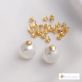 ลูกปัดไข่มุกคริสตัล ทองแดง 14K ทรงกลม หลวม อุปกรณ์เสริม สําหรับตกแต่งเล็บ DIY 10 ชิ้น