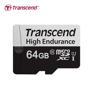 Transcend MicroSD Card 64GB High Endurance ความเร็วอ่านสูงสุด 95MB/s ความเร็วเขียนสูงสุด 45MB/s (TS64GUSD350V) ประกัน2ปี