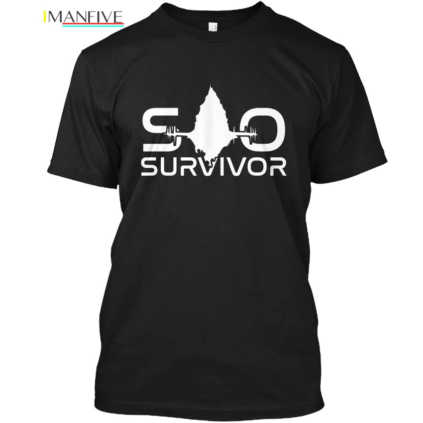 เสื้อยืดพิมพ์ลาย Sword Art Online Survivor T SAO สำหรับผู้ชาย