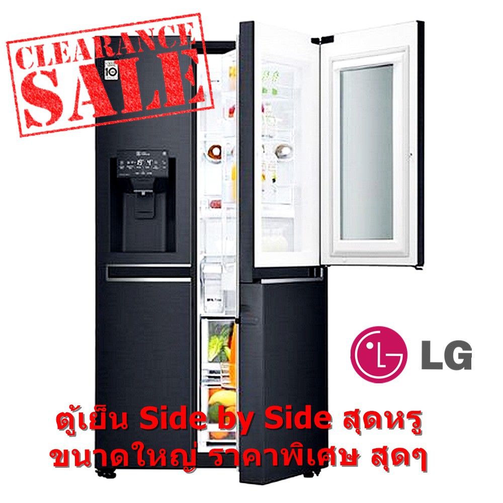 [ผ่อน0% 10ด] LG ตู้เย็น SIDE BY SIDE GC-X22FTQKL 17.4q InstaView Door in Door เคาะ 2 ครั้ง